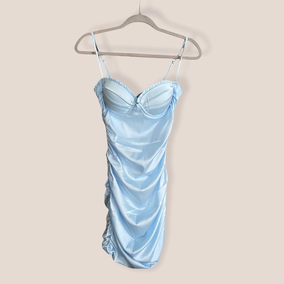 Oh Polly Magic Hour Satin Ruched Mini 